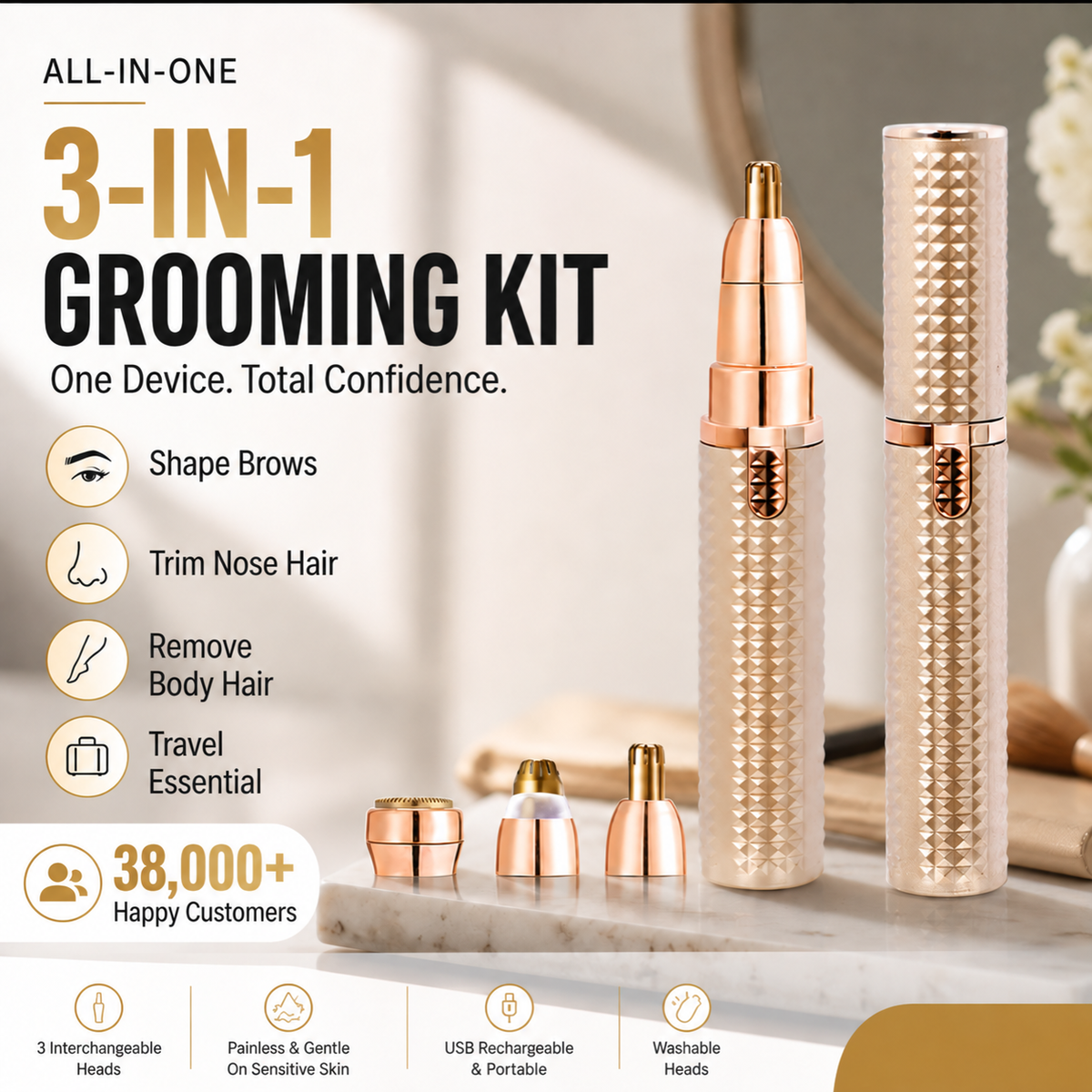 ⏳🔥LIMITED-TIME 50% OFF! ⏰Portable Electric Eyebrow Trimmer – Interchangeable Heads 🪒