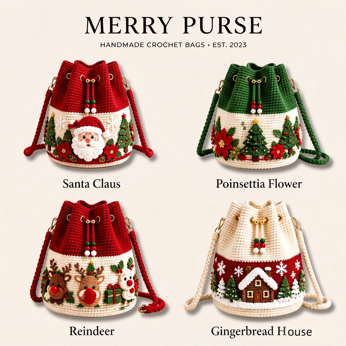 Christmas Crochet Crossbody Bag – Cute Festive Holiday Purse for Women