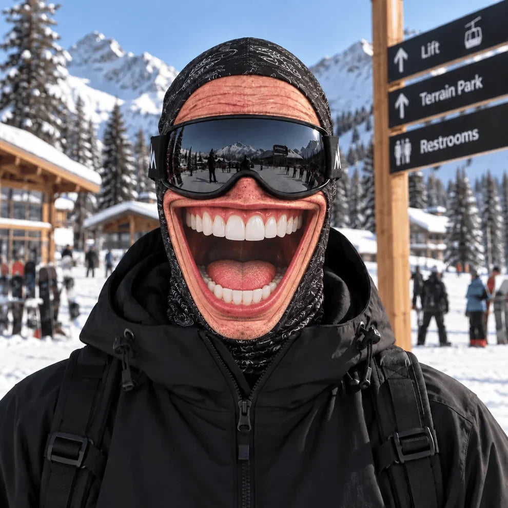 Realistic Face Balaclava – Funny Ski & Snowboard Mask for Cold Weather Adventures, Unisex Adult One Size (21-24") ⛷️