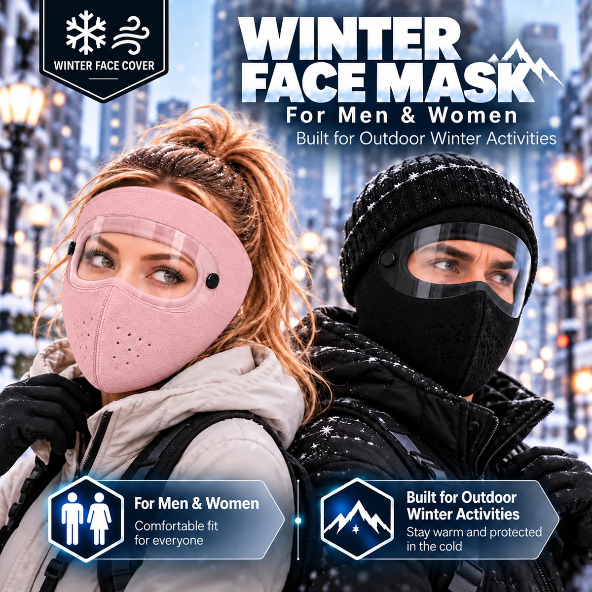 ❄️ Stay Warm All Winter – 2-in-1 Fleece Face Mask with Detachable Goggles