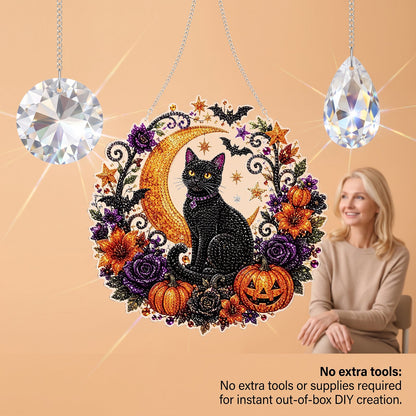 🎃Halloween Black Cat Moon Diamond Art Hanging Ornament Kit