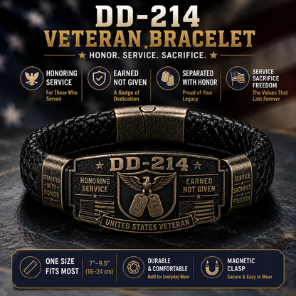 🎁DD-214 Veteran Honor Bracelet 🎖️ A Tribute to Service & Sacrifice ❤️