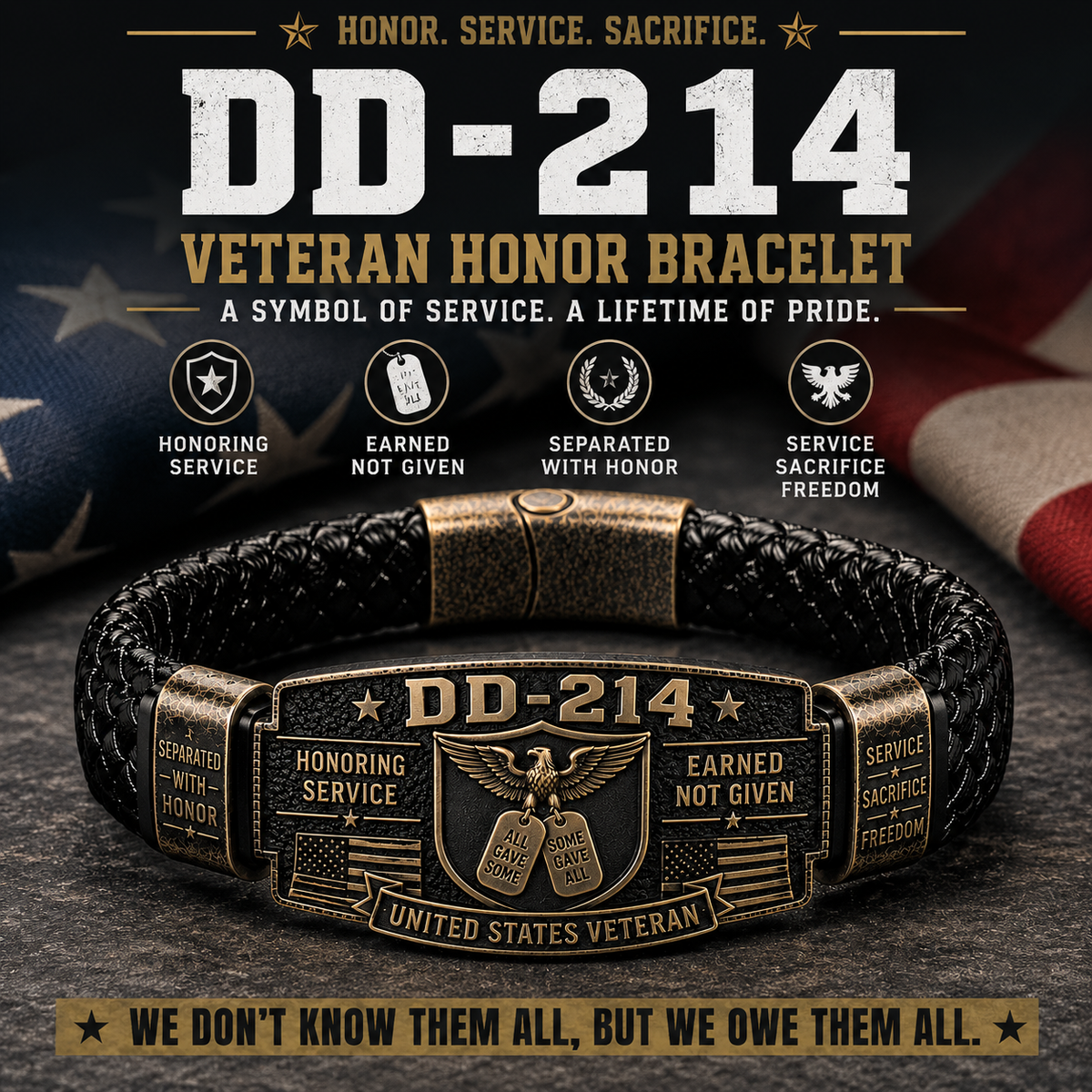 🎁DD-214 Veteran Honor Bracelet 🎖️ A Tribute to Service & Sacrifice ❤️