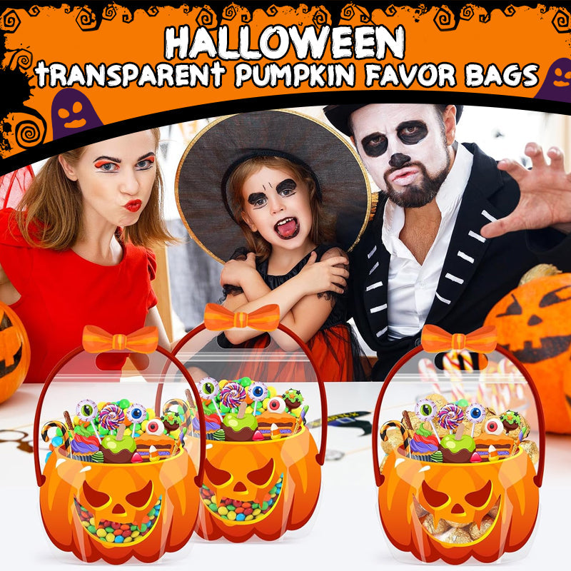👻🔥🎃Halloween Transparent Pumpkin Favor Bags✨Perfect for Party, Trick-or-Treat, Classroom Gifts