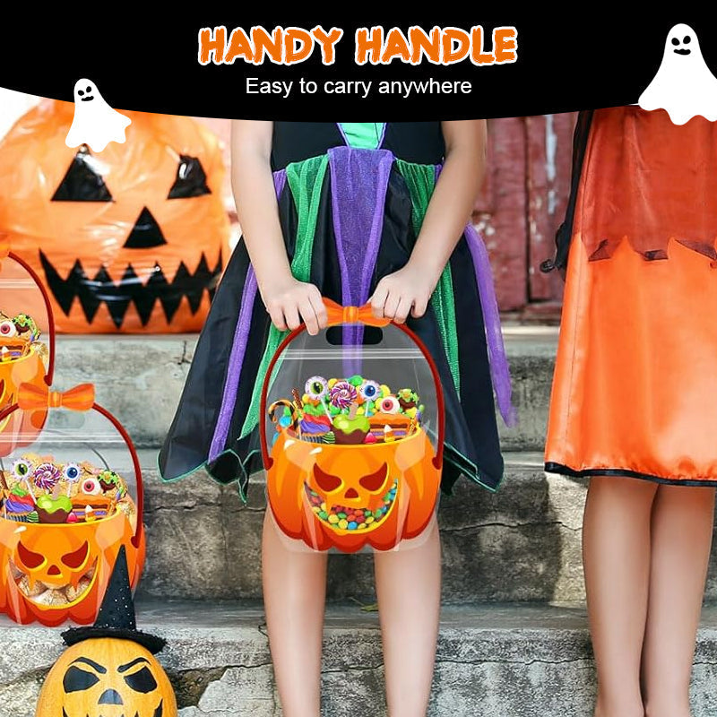 👻🔥🎃Halloween Transparent Pumpkin Favor Bags✨Perfect for Party, Trick-or-Treat, Classroom Gifts