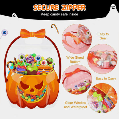 👻🔥🎃Halloween Transparent Pumpkin Favor Bags✨Perfect for Party, Trick-or-Treat, Classroom Gifts